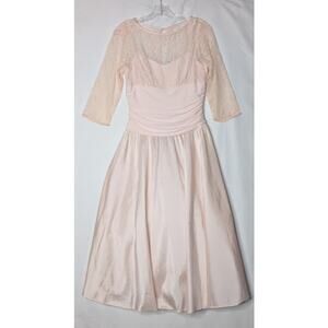 JESSICA HOWARD Midi Ballet Pink Floral Lace Fit and Flare Dress size 10 Wedding